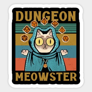 Dungeon Meowster Funny Nerdy Gamer Cat D20 Dice RPG Sticker